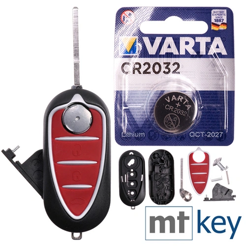 Repair Reparatur Satz Auto Schlüssel Austausch Gehäuse mit 3 Tasten + Rohling + Batterie kompatibel mit Alfa Romeo Mito 2008-2013 Repair Reparatur Satz Auto Schlüssel Austausch Gehäuse mit 3 Tasten + Rohling + Batterie kompatibel mit Alfa Romeo Mito 2008-2013