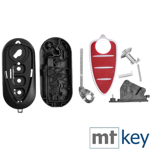 Repair Reparatur Satz Auto Schlüssel Austausch Gehäuse mit 3 Tasten + Rohling + Batterie kompatibel mit Alfa Romeo Mito 2008-2013 Repair Reparatur Satz Auto Schlüssel Austausch Gehäuse mit 3 Tasten + Rohling + Batterie kompatibel mit Alfa Romeo Mito 2008-2013