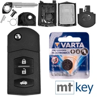 Autoschlüssel Funk Fernbedienung Austausch Gehäuse mit 3 Tasten + Rohling + Batterie kompatibel mit Mazda 2 DE 6 GH CX-7 ER MX-5 NC 3 BL 5 CR A Autoschlüssel Funk Fernbedienung Austausch Gehäuse mit 3 Tasten + Rohling + Batterie kompatibel mit Mazda 2 DE 6 GH CX-7 ER MX-5 NC 3 BL 5 CR A