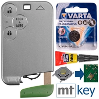 Reparatur Satz Autoschlüssel Karte Smartkey Austausch Gehäuse mit 3 Tasten + Notschlüssel Rohling + Drucktaste + Batterie kompatibel mit Renault La Reparatur Satz Autoschlüssel Karte Smartkey Austausch Gehäuse mit 3 Tasten + Notschlüssel Rohling + Drucktaste + Batterie kompatibel mit Renault La