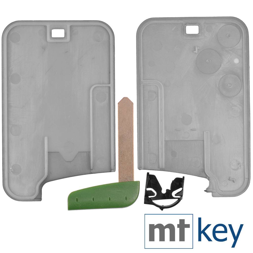 Reparatur Satz Autoschlüssel Karte Smartkey Austausch Gehäuse mit 3 Tasten + Notschlüssel Rohling + Drucktaste + Batterie kompatibel mit Renault La