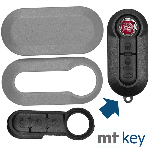 Auto Schlüssel Set Schale Cover Grau + Tastenfeld kompatibel mit FIAT 500 Punto Doblo Auto Schlüssel Set Schale Cover Grau + Tastenfeld kompatibel mit FIAT 500 Punto Doblo