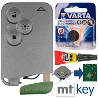 Reparatur Satz Autoschlüssel Karte Smartkey Austausch Gehäuse mit 3 Tasten + Notschlüssel Rohling + 1x Drucktaste + Batterie kompatibel mit Renault Reparatur Satz Autoschlüssel Karte Smartkey Austausch Gehäuse mit 3 Tasten + Notschlüssel Rohling + 1x Drucktaste + Batterie kompatibel mit Renault