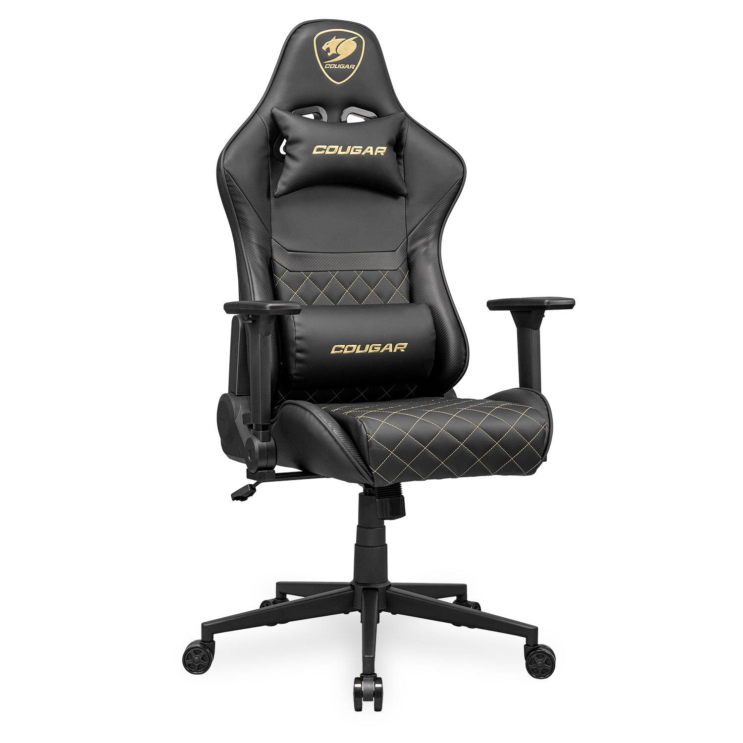 COUGAR Gaming-Stuhl Armor One V2 Gold, Schwarz, Universal-Gamingstuhl, 120 kg, Gepolsterter Sitz, Gepolsterte Rückenlehne, Schwarz, Metall