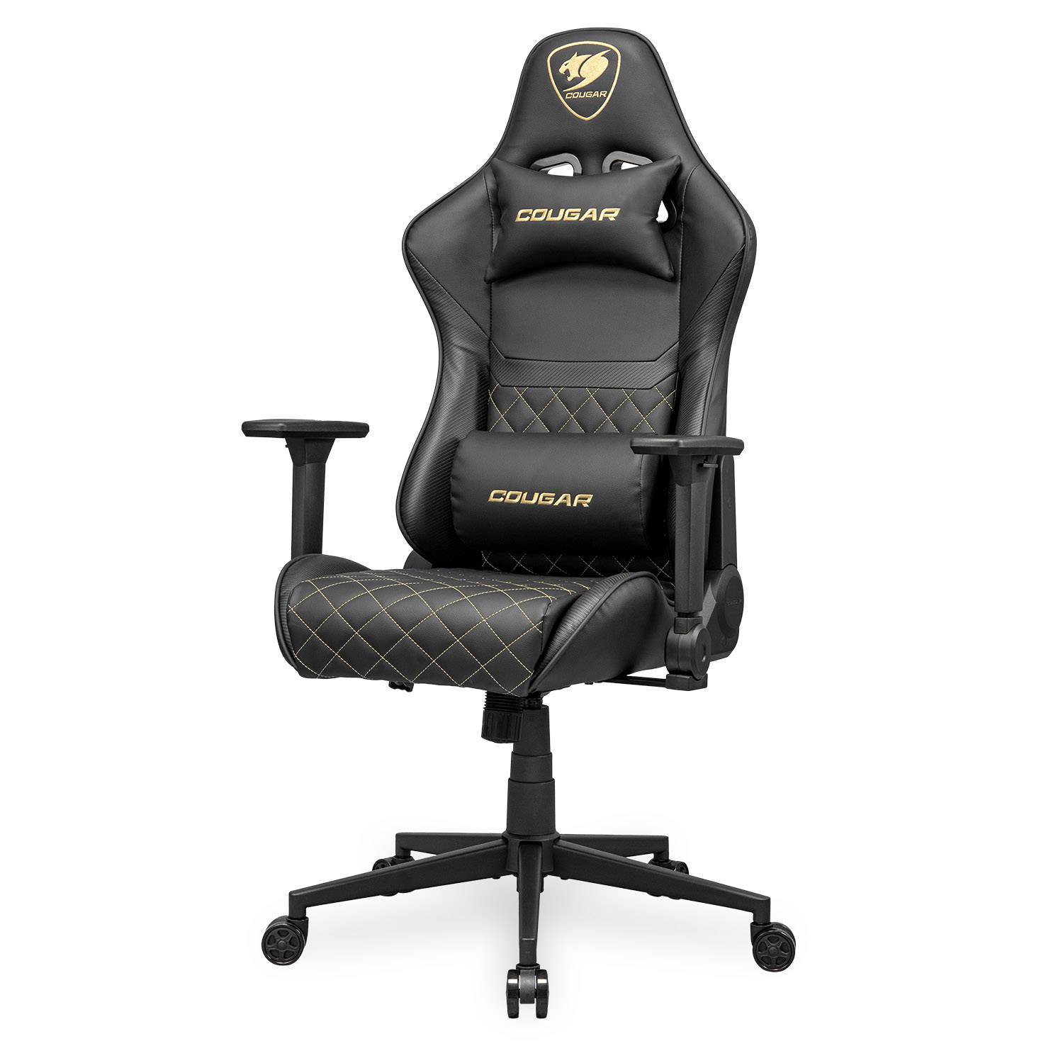 COUGAR Gaming-Stuhl Armor One V2 Gold, Schwarz, Universal-Gamingstuhl, 120 kg, Gepolsterter Sitz, Gepolsterte Rückenlehne, Schwarz, Metall