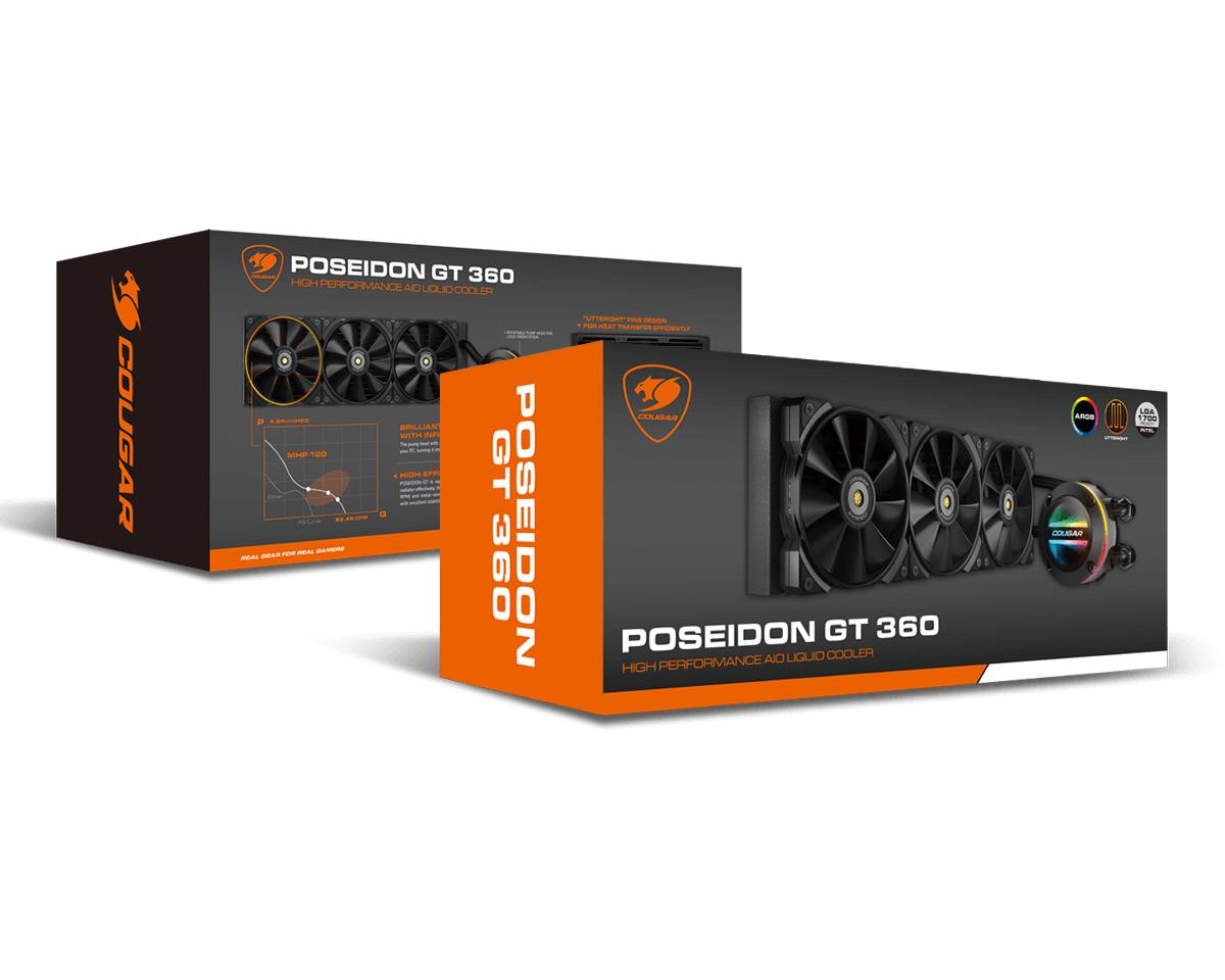 COUGAR CPU Wasserkühlung Poseidon-GT 360, ARGB, Schwarz, Flüssigkeitskühlung, 12 cm, Schwarz