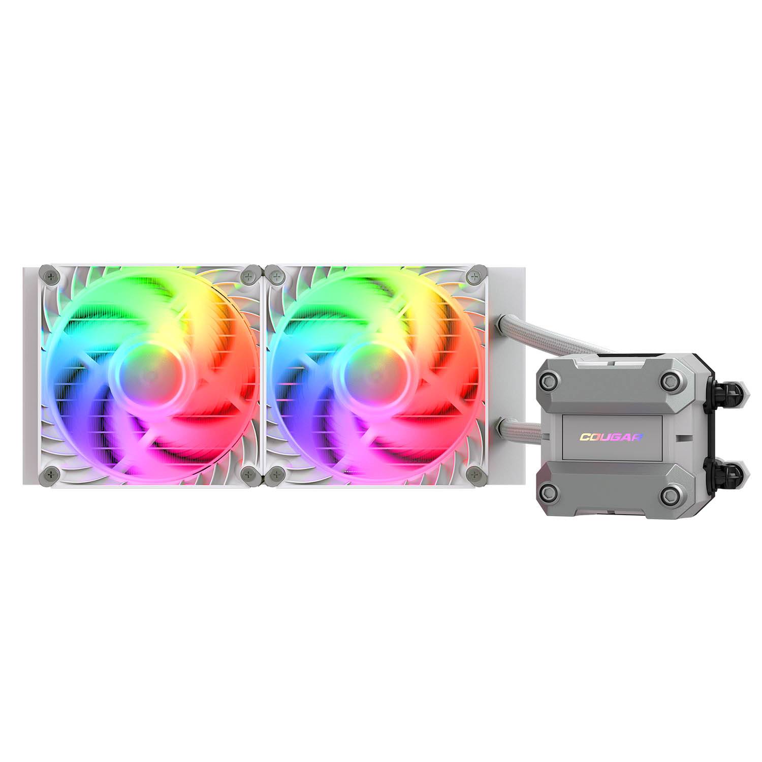 COUGAR CPU Wasserkühlung Poseidon Ultra 240, ARGB, Schwarz, All-in-One-Flüssigkeitskühler, 12 cm, 500 RPM, 2200 RPM, Weiß