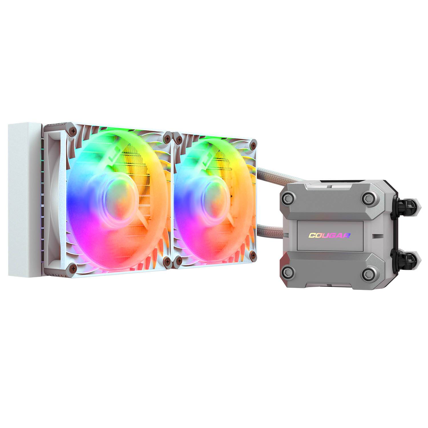 COUGAR CPU Wasserkühlung Poseidon Ultra 240, ARGB, Schwarz, All-in-One-Flüssigkeitskühler, 12 cm, 500 RPM, 2200 RPM, Weiß