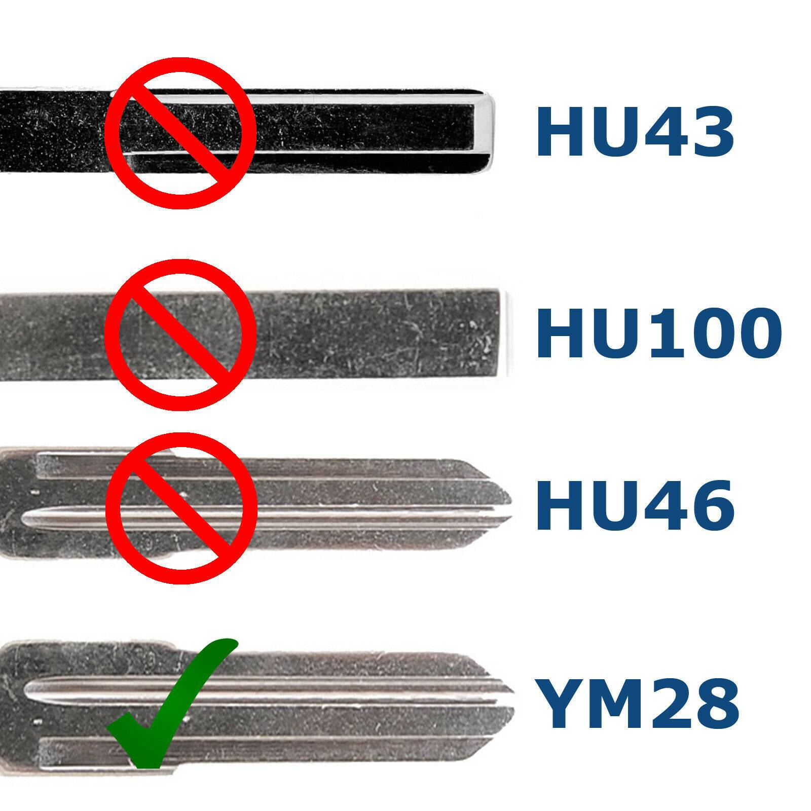 Auto Schlüssel Rohling YM28 + ID40 Transponder Kompatibel mit Opel Astra G Omega Tigra Corsa