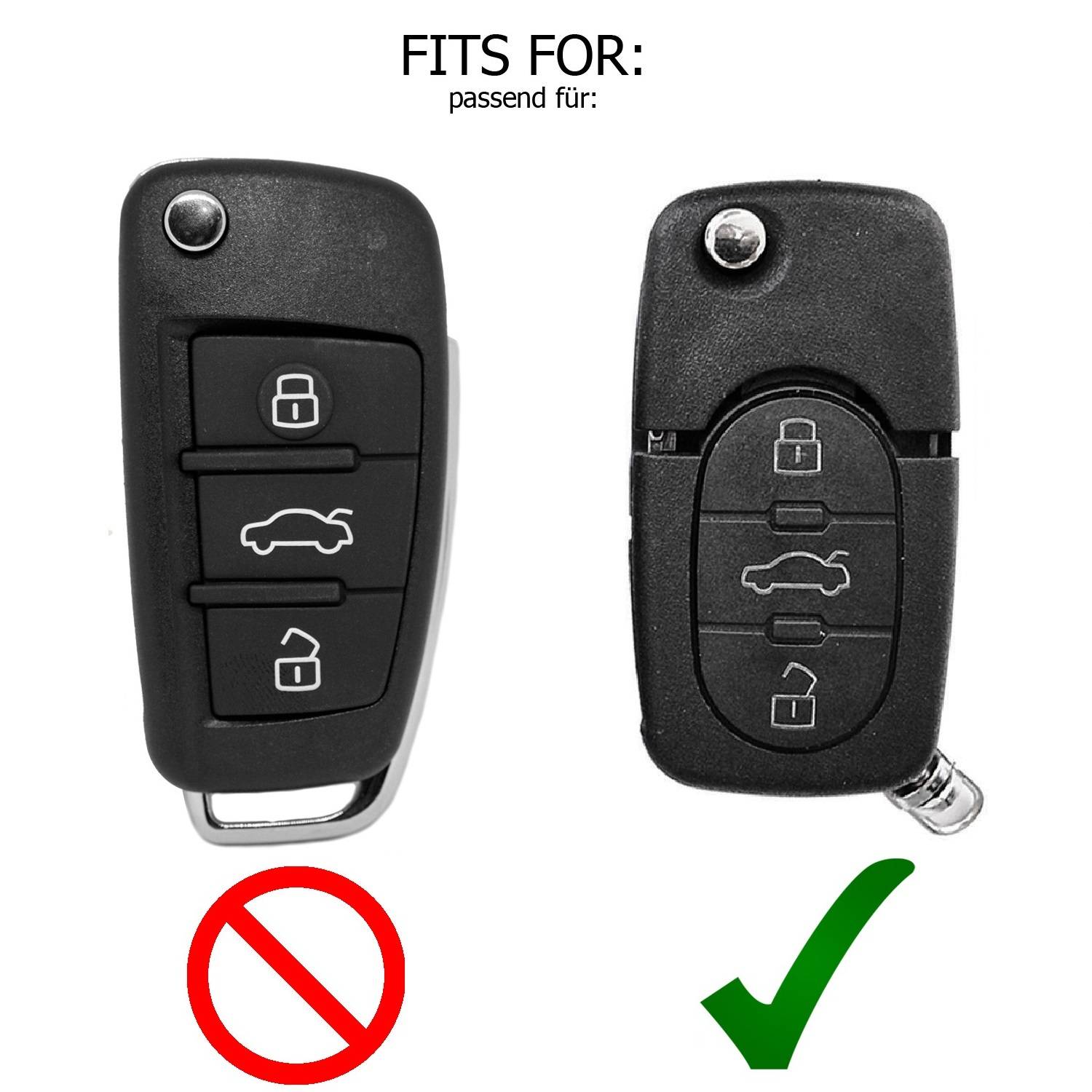 Auto Schlüssel Tasten Set 2X Panik Taste kompatibel mit Audi Klapp Schlüssel A2 8Z A3 8L A4 B5 B6 A6 C5 TT 8N A8 D2