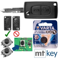 Repair Reparatur Satz Autoschlüssel Funk Fernbedienung Austausch Gehäuse mit 2 Tasten + NE73 Rohling + Batterie kompatibel mit Peugeot Citroen Repair Reparatur Satz Autoschlüssel Funk Fernbedienung Austausch Gehäuse mit 2 Tasten + NE73 Rohling + Batterie kompatibel mit Peugeot Citroen
