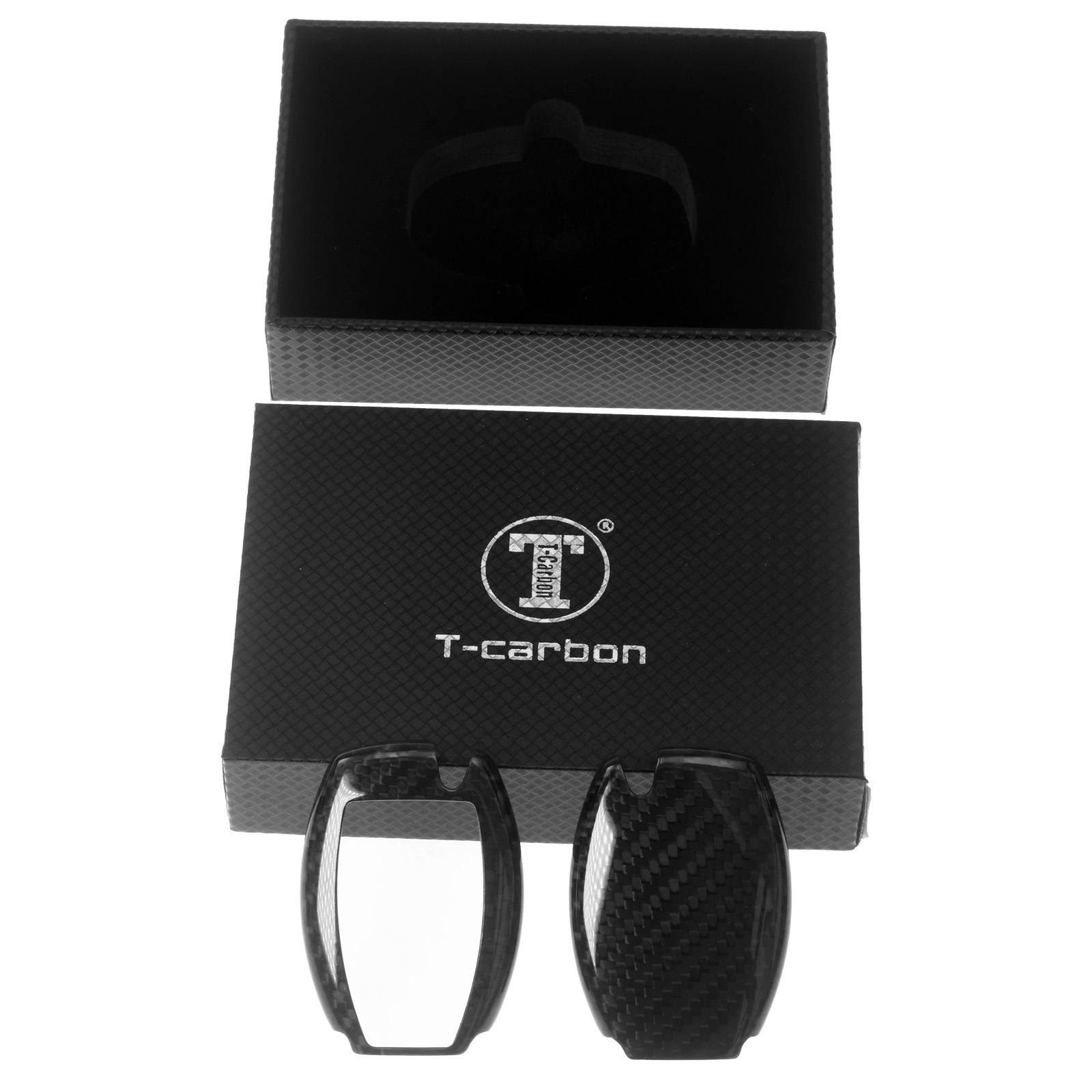 Auto Schlüssel Echt Carbon Schutz Hülle Hardcover Schwarz kompatibel mit Mercedes Benz C207 A207 C292 CL203 C117 Smartkey