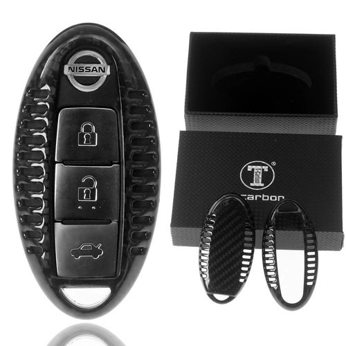 Auto Schlüssel Echt Carbon Schutz Hülle Hardcover Schwarz kompatibel mit Nissan Juke Micra Leaf X-Trail Qashqai Note KEYLESS SMARTKEY Auto Schlüssel Echt Carbon Schutz Hülle Hardcover Schwarz kompatibel mit Nissan Juke Micra Leaf X-Trail Qashqai Note KEYLESS SMARTKEY