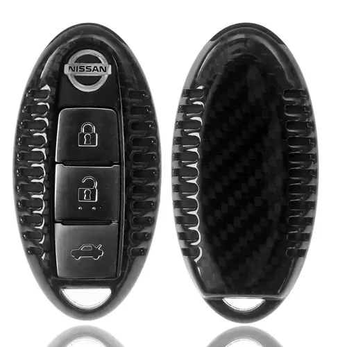 Auto Schlüssel Echt Carbon Schutz Hülle Hardcover Schwarz kompatibel mit Nissan Juke Micra Leaf X-Trail Qashqai Note KEYLESS SMARTKEY Auto Schlüssel Echt Carbon Schutz Hülle Hardcover Schwarz kompatibel mit Nissan Juke Micra Leaf X-Trail Qashqai Note KEYLESS SMARTKEY