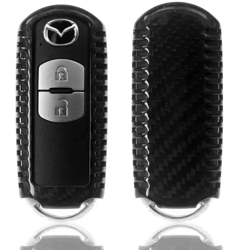Auto Schlüssel Echt Carbon Schutz Hülle Hardcover Schwarz kompatibel mit Mazda 2 3 6 CX-3 CX-5 MX-5 KEYLESS SMARTKEY Auto Schlüssel Echt Carbon Schutz Hülle Hardcover Schwarz kompatibel mit Mazda 2 3 6 CX-3 CX-5 MX-5 KEYLESS SMARTKEY