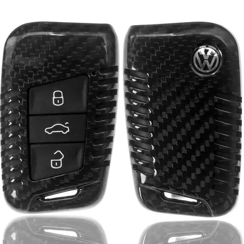 Auto Schlüssel Echt Carbon Schutz Hülle Hardcover Schwarz kompatibel mit VW Passat B8 Arteon Skoda Kodiaq KEYLESS SMARTKEY Auto Schlüssel Echt Carbon Schutz Hülle Hardcover Schwarz kompatibel mit VW Passat B8 Arteon Skoda Kodiaq KEYLESS SMARTKEY