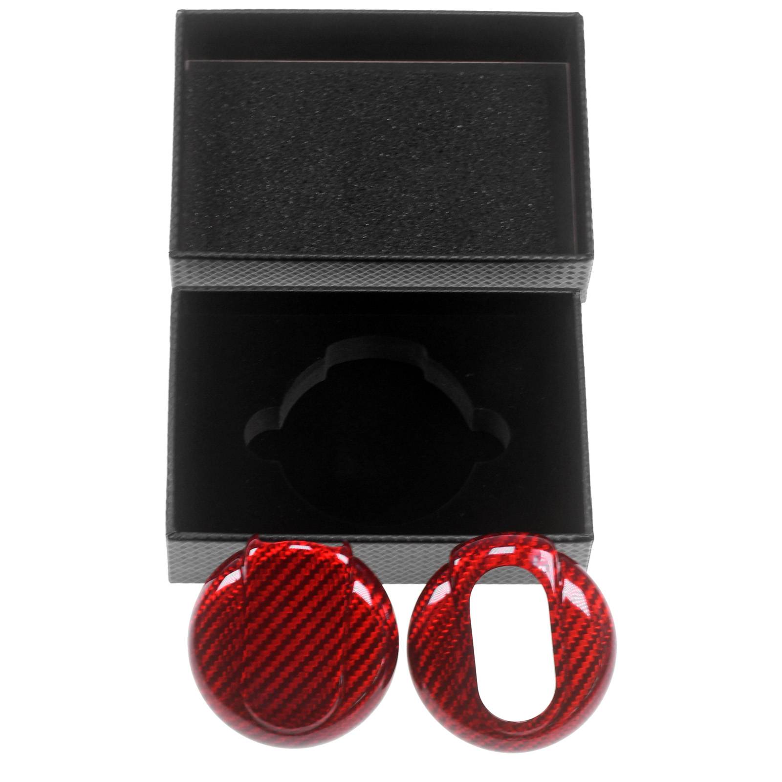 Auto Schlüssel Echt Carbon Schutz Hülle Hardcover Rot kompatibel mit Mini F54 F55 F56 F57 F60 Smartkey