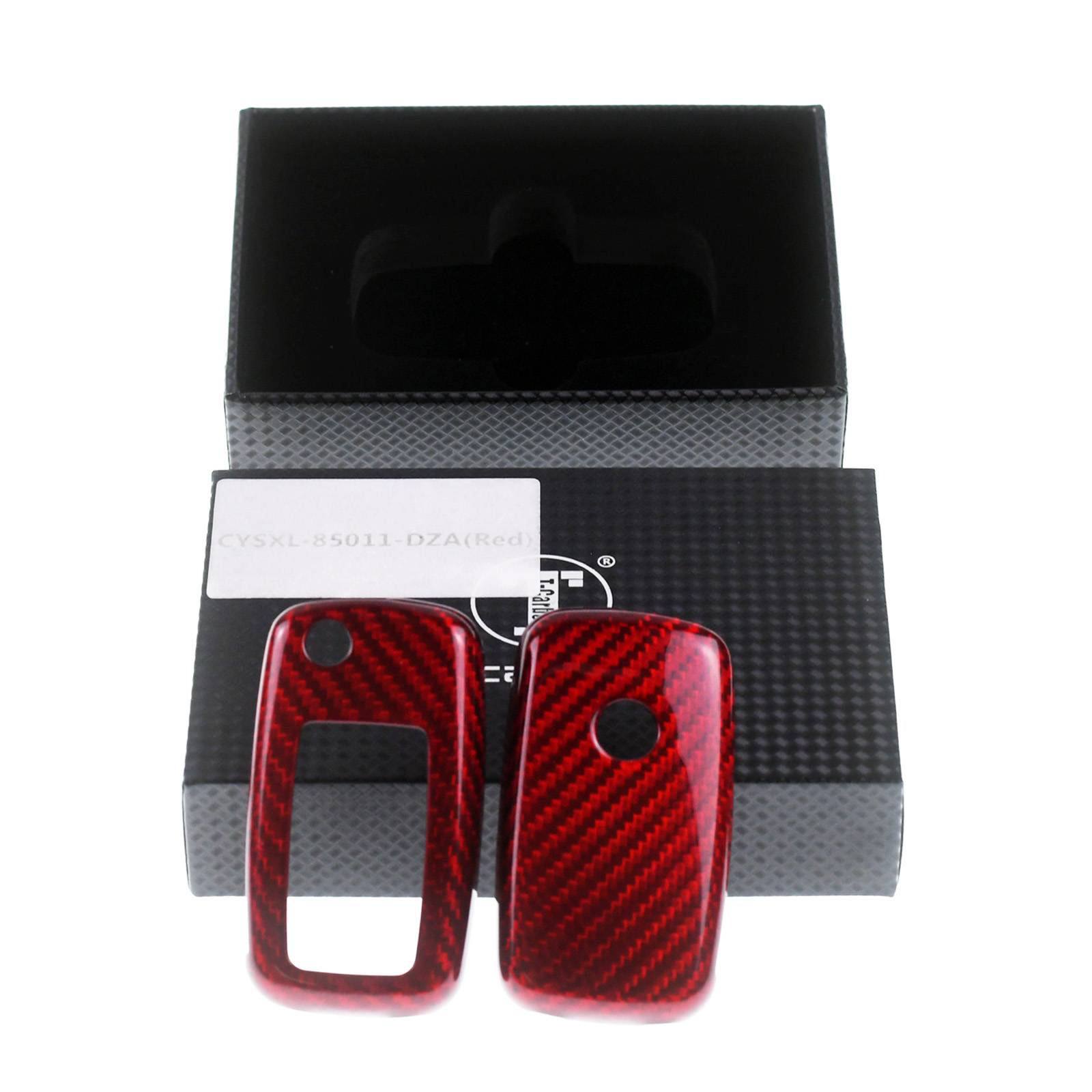 Auto Schlüssel Echt Carbon Schutz Hülle Hardcover Rot kompatibel mit VW UP Polo 6R Beetle 5C Golf 1K AU Jetta Klappschlüssel
