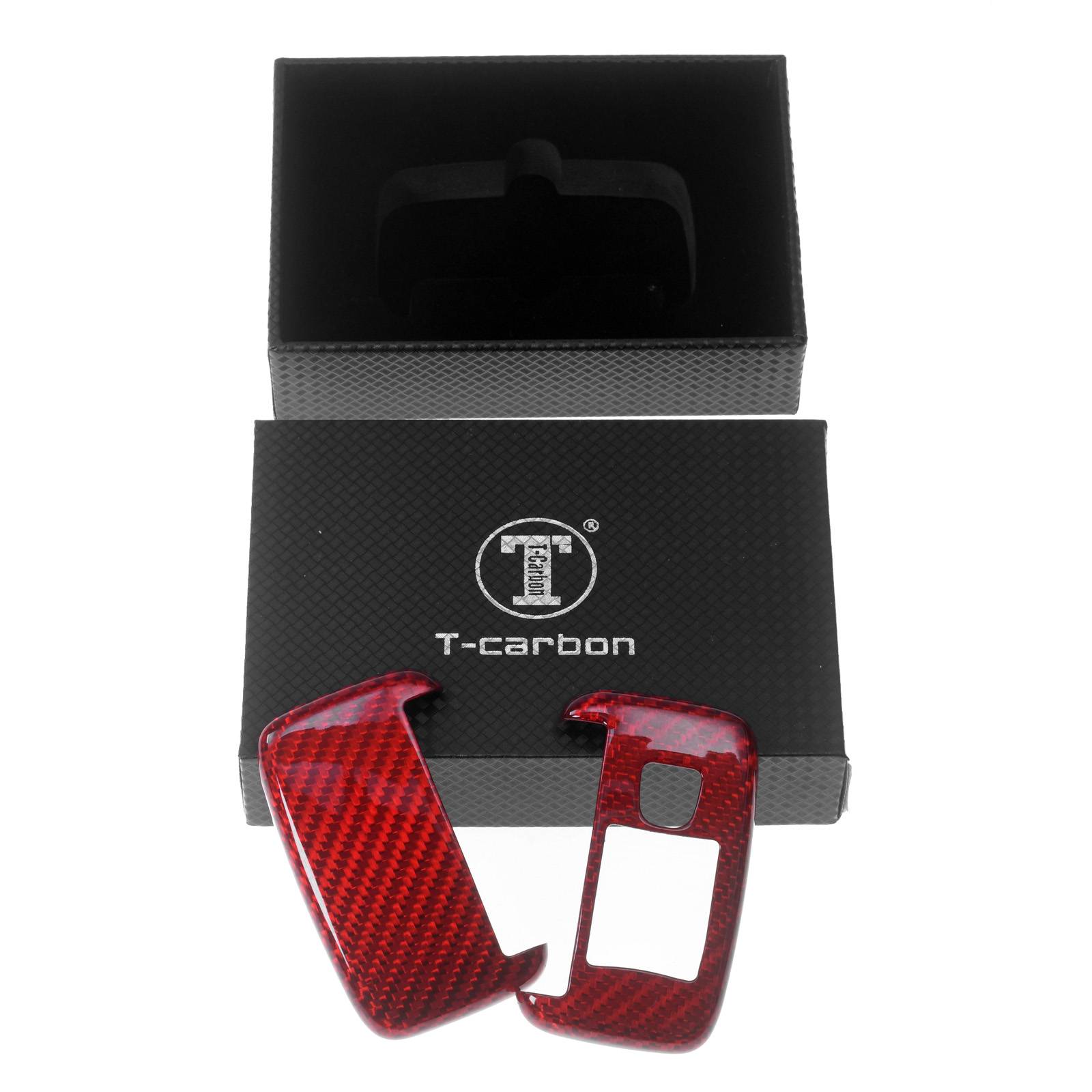 Auto Schlüssel Echt Carbon Schutz Hülle Hardcover Rot kompatibel mit Land Rover Evogue LV DisHardcovery 4 KEYLESS SMARTKEY