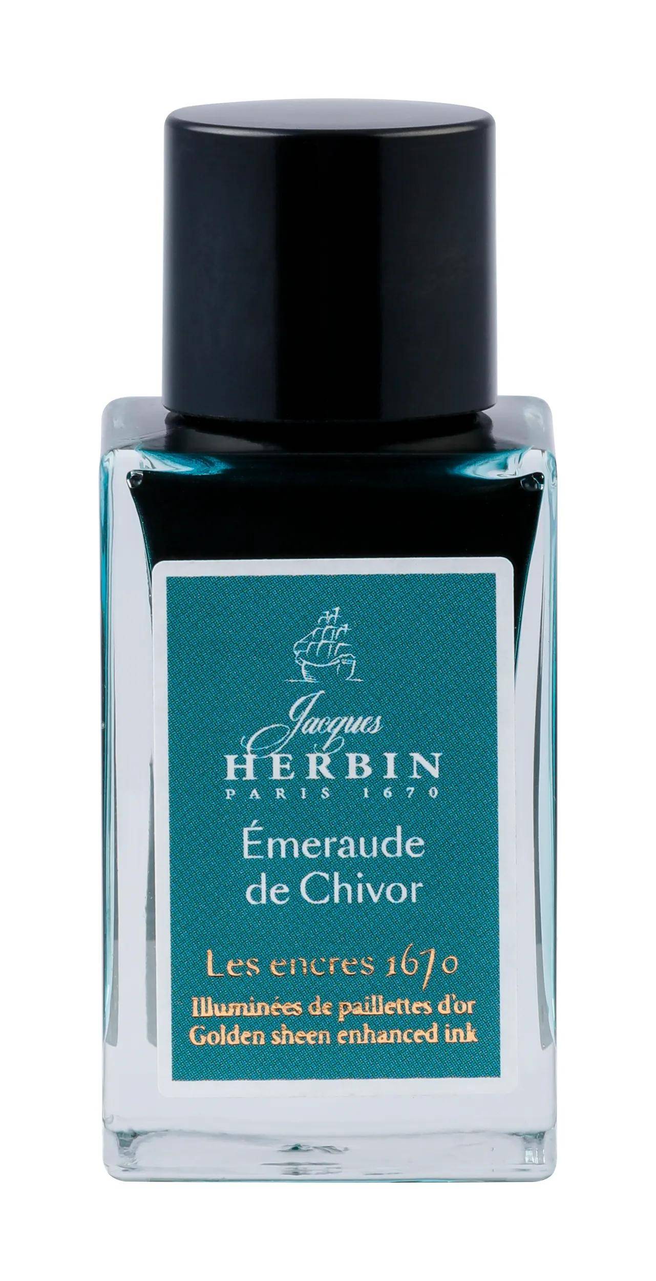Jacques Herbin 3x 1670 Tinte Emeraude Chivor 15ml - Chivor Smaragd 16035JT