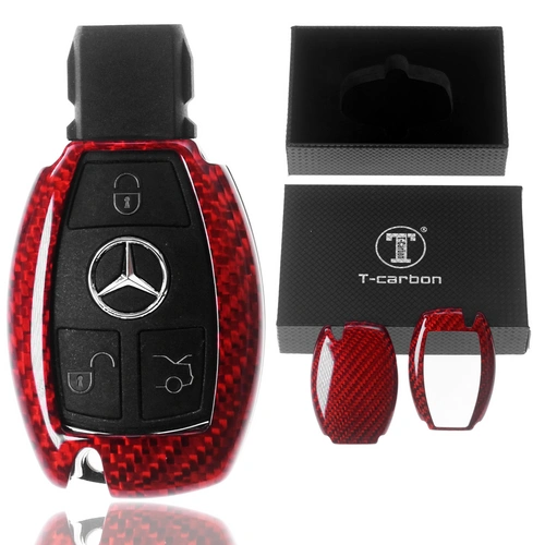 Auto Schlüssel Glasfaserverstärkte Schutz Hülle Hardcover Rot Carbon-Optik kompatibel mit Mercedes Benz C117 X117 C190 C207 A207 C292 Smartkey Auto Schlüssel Glasfaserverstärkte Schutz Hülle Hardcover Rot Carbon-Optik kompatibel mit Mercedes Benz C117 X117 C190 C207 A207 C292 Smartkey