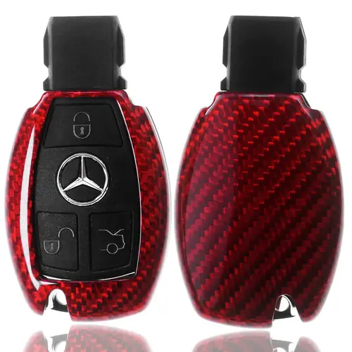 Auto Schlüssel Glasfaserverstärkte Schutz Hülle Hardcover Rot Carbon-Optik kompatibel mit Mercedes Benz C117 X117 C190 C207 A207 C292 Smartkey Auto Schlüssel Glasfaserverstärkte Schutz Hülle Hardcover Rot Carbon-Optik kompatibel mit Mercedes Benz C117 X117 C190 C207 A207 C292 Smartkey