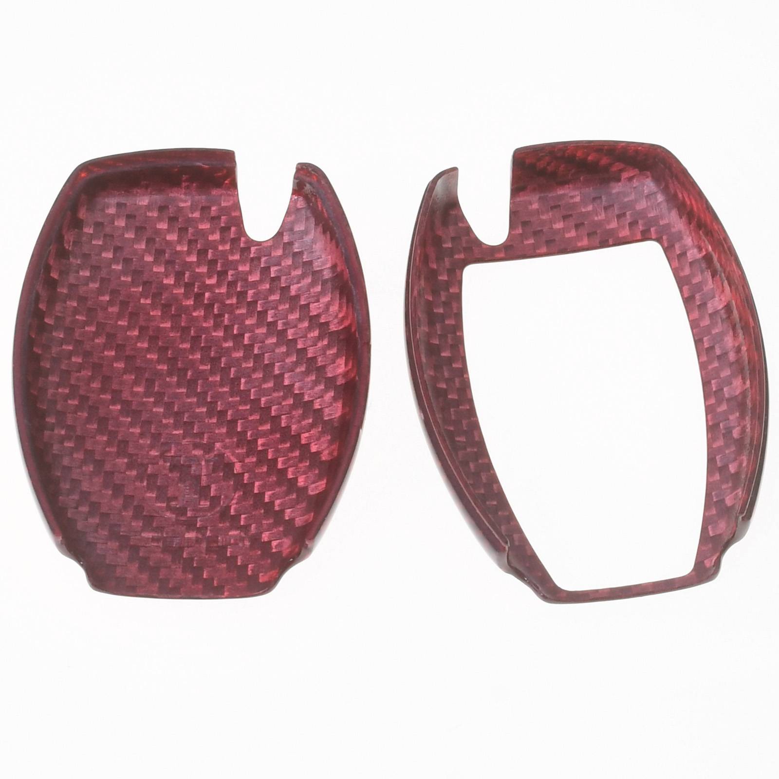 Auto Schlüssel Echt Carbon Schutz Hülle Hardcover Rot kompatibel mit Mercedes Benz C117 X117 C190 C207 A207 C292 Smartkey