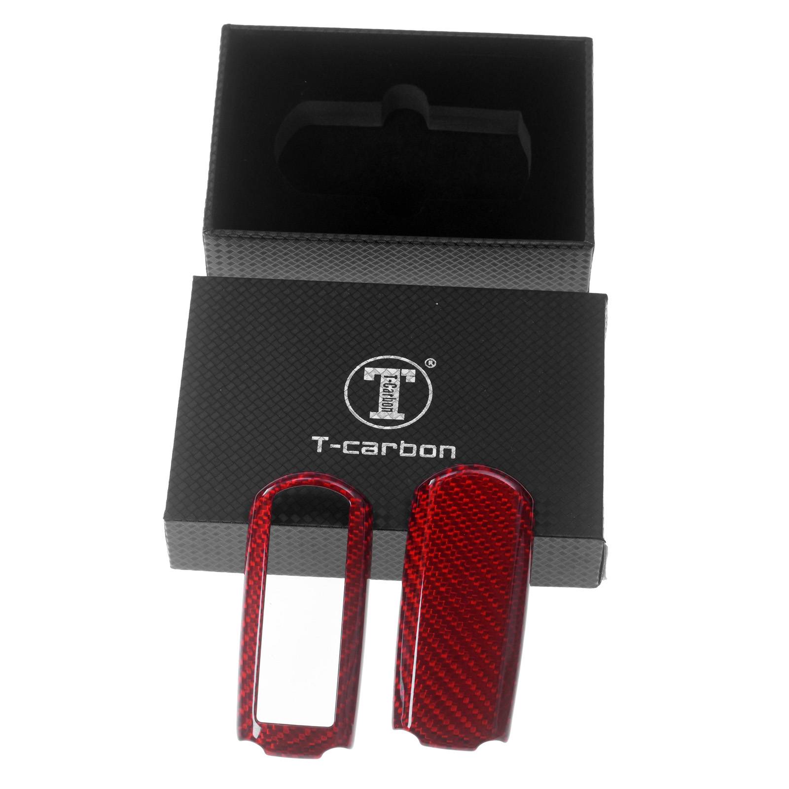 Auto Schlüssel Echt Carbon Schutz Hülle Hardcover Rot kompatibel mit Mazda 2 3 6 CX-3 CX-5 MX-5 KEYLESS SMARTKEY