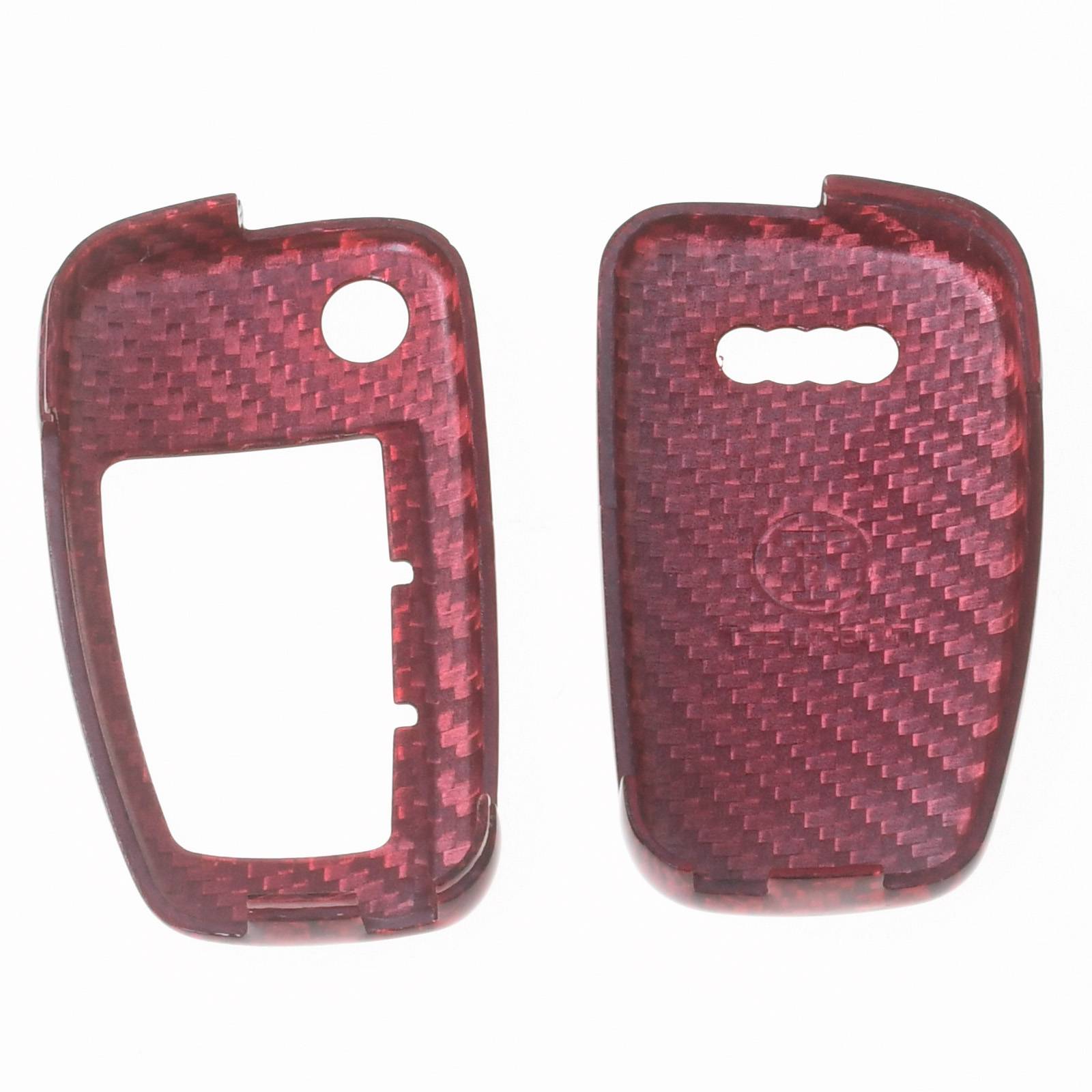 Auto Schlüssel Echt Carbon Schutz Hülle Hardcover Rot kompatibel mit Audi A1 8X A3 8V A4 B7 A6 C6 TT 8J Q3 8U Q7 4L Klappschlüssel