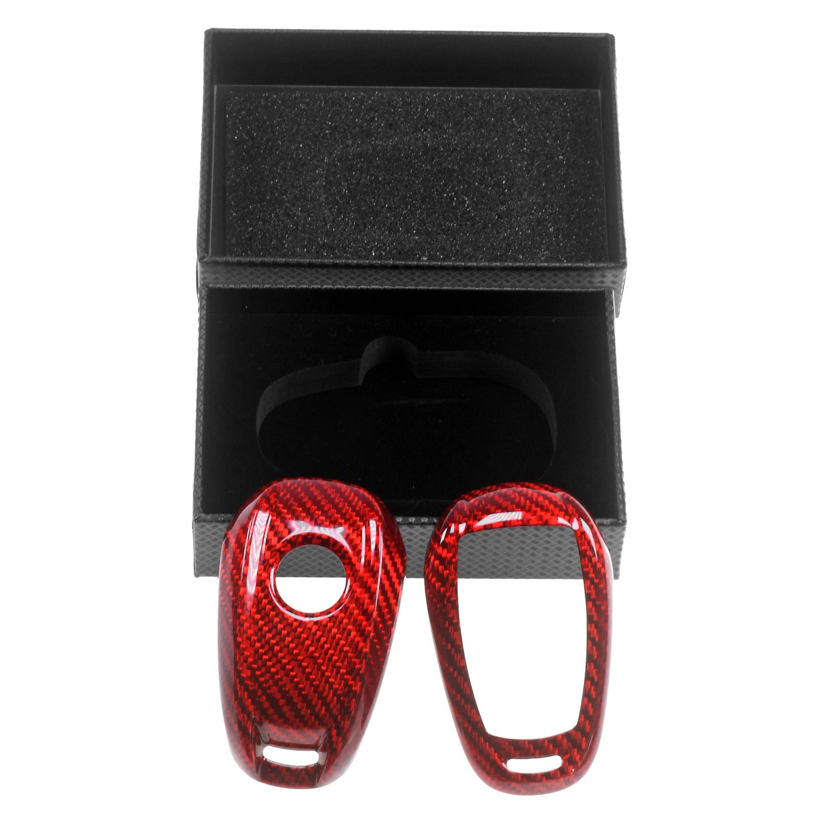 Auto Schlüssel Echt Carbon Schutz Hülle Hardcover Rot kompatibel mit ALFA Romeo Guiletta Guilia Stelvio KEYLESS SMARTKEY
