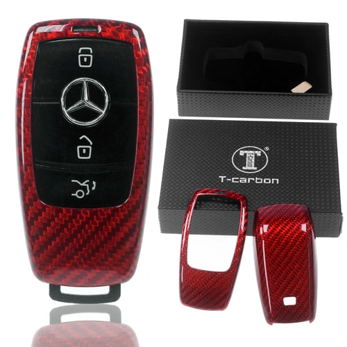 Auto Schlüssel Glasfaserverstärkte Schutz Hülle Hardcover Rot Carbon-Optik kompatibel mit Mercedes Benz W213 S213 C238 A238 W238 W242 KEYLESS SMART Auto Schlüssel Glasfaserverstärkte Schutz Hülle Hardcover Rot Carbon-Optik kompatibel mit Mercedes Benz W213 S213 C238 A238 W238 W242 KEYLESS SMART