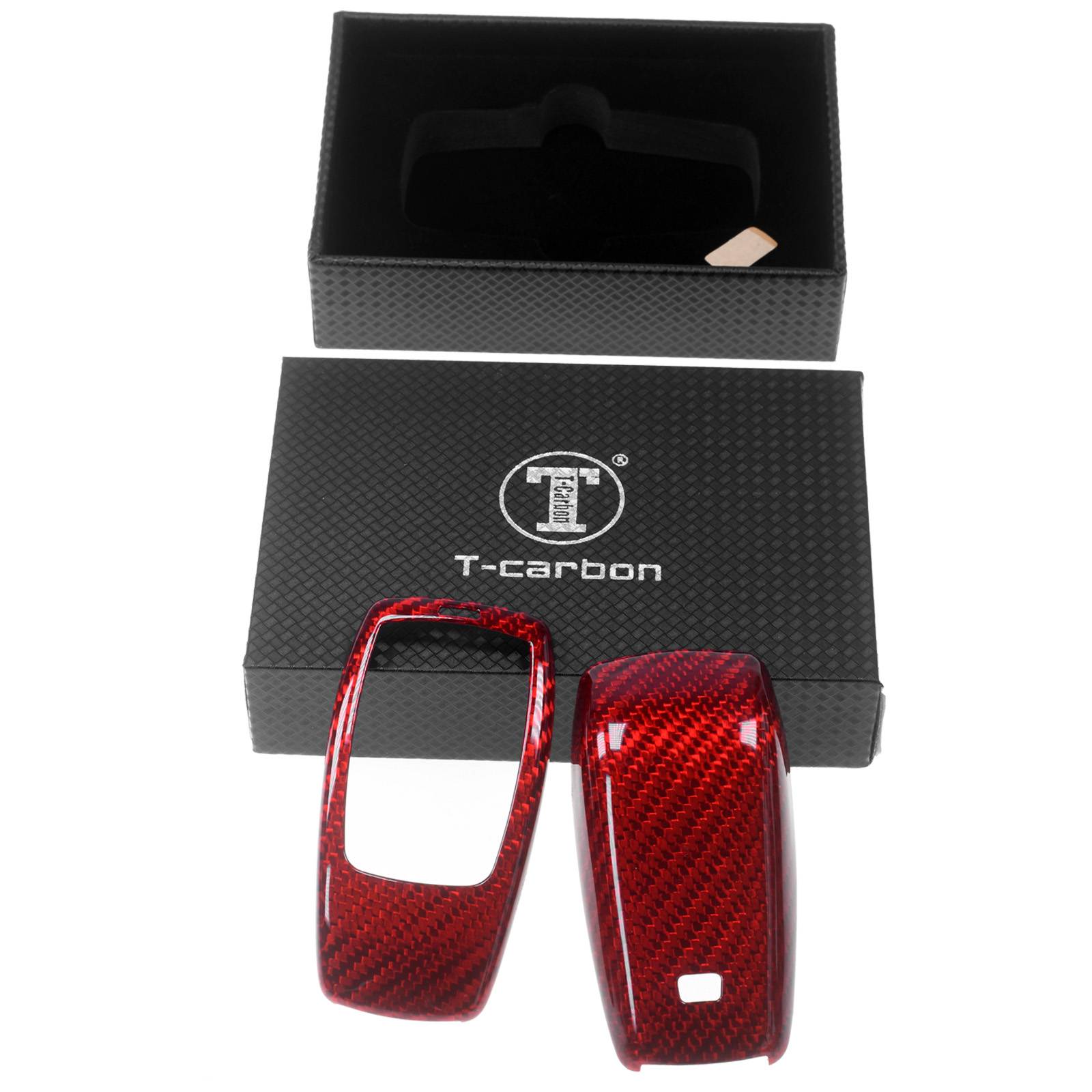 Auto Schlüssel Echt Carbon Schutz Hülle Hardcover Rot kompatibel mit Mercedes Benz W213 S213 C238 A238 W238 W242 KEYLESS SMARTKEY