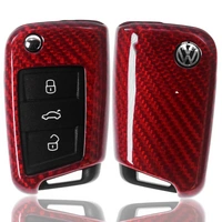 Auto Schlüssel Glasfaserverstärkte Schutz Hülle Hardcover Rot Carbon-Optik kompatibel mit VW Polo 6R 6C AW Golf AU Jetta VI Klappschlüssel Auto Schlüssel Glasfaserverstärkte Schutz Hülle Hardcover Rot Carbon-Optik kompatibel mit VW Polo 6R 6C AW Golf AU Jetta VI Klappschlüssel