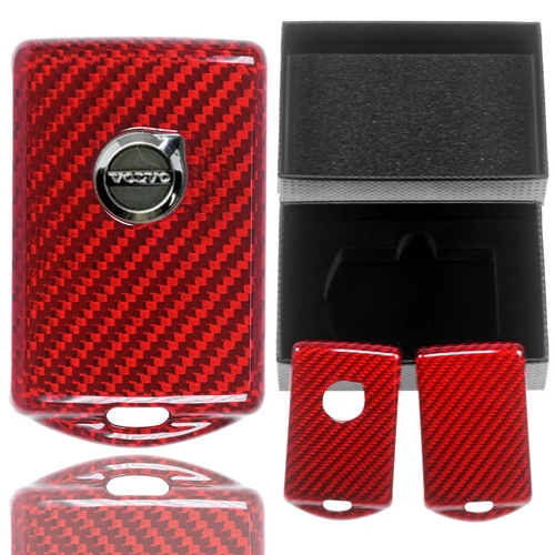Auto Schlüssel Glasfaserverstärkte Schutz Hülle Hardcover Rot Carbon-Optik kompatibel mit Volvo S60 V60 S90 XC40 XC60 XC90 KEYLESS SMARTKEY Auto Schlüssel Glasfaserverstärkte Schutz Hülle Hardcover Rot Carbon-Optik kompatibel mit Volvo S60 V60 S90 XC40 XC60 XC90 KEYLESS SMARTKEY