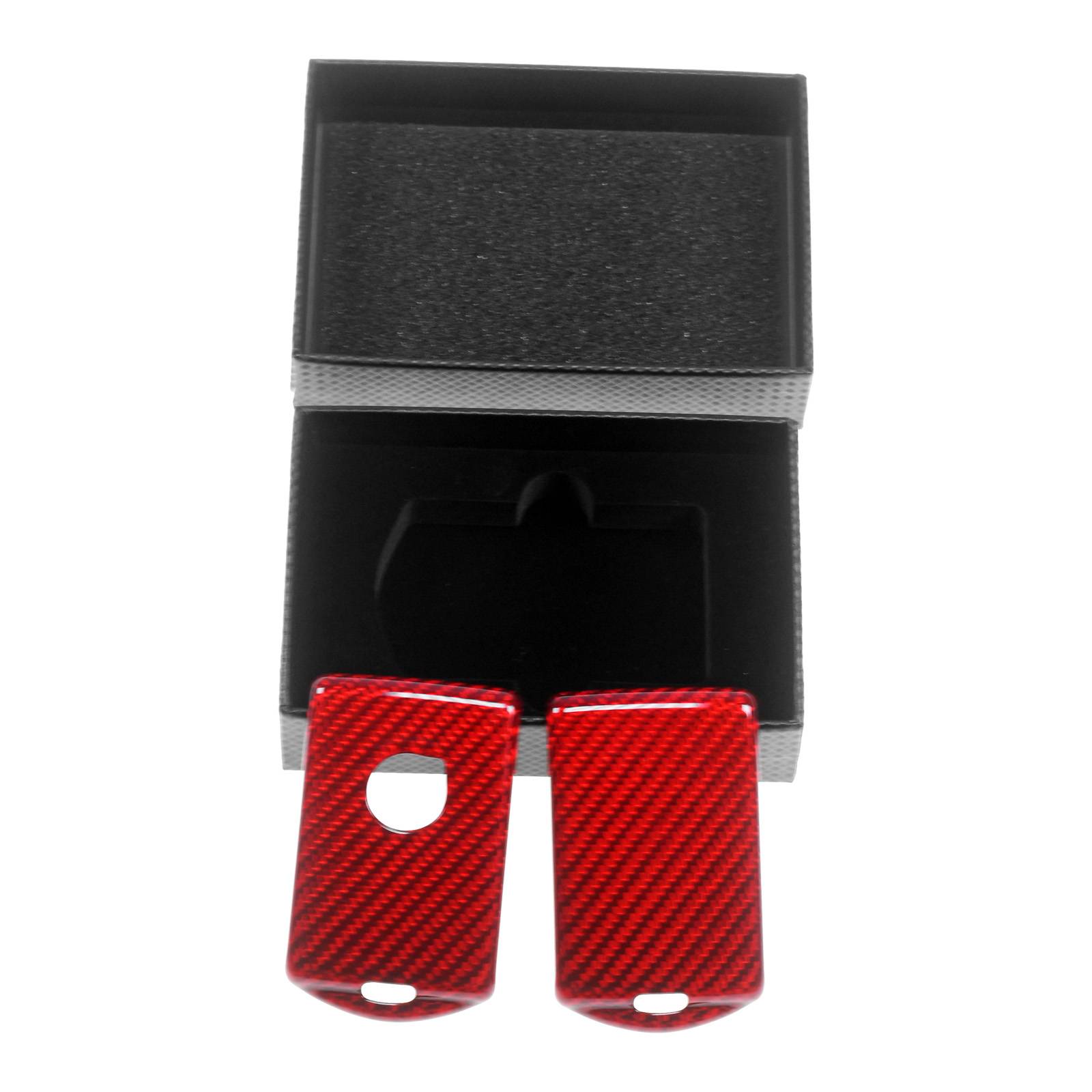 Auto Schlüssel Echt Carbon Schutz Hülle Hardcover Rot kompatibel mit Volvo S60 V60 S90 XC40 XC60 XC90 KEYLESS SMARTKEY