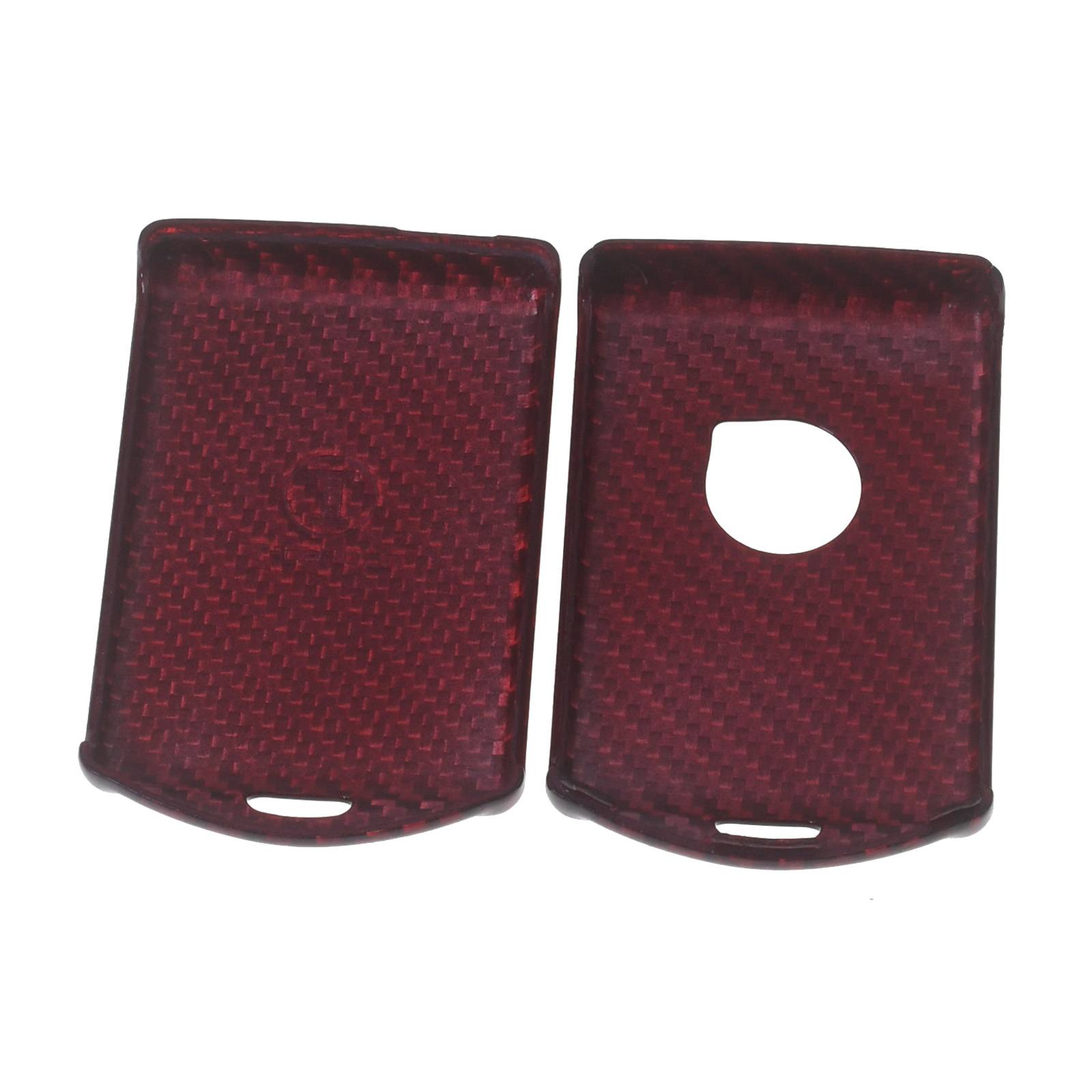 Auto Schlüssel Echt Carbon Schutz Hülle Hardcover Rot kompatibel mit Volvo S60 V60 S90 XC40 XC60 XC90 KEYLESS SMARTKEY