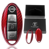 Auto Schlüssel Glasfaserverstärkte Schutz Hülle Hardcover Rot Carbon-Optik kompatibel mit Nissan Juke Micra Leaf X-Trail Qashqai Note KEYLESS SMART Auto Schlüssel Glasfaserverstärkte Schutz Hülle Hardcover Rot Carbon-Optik kompatibel mit Nissan Juke Micra Leaf X-Trail Qashqai Note KEYLESS SMART