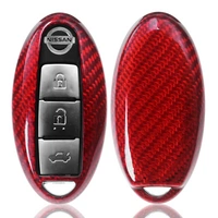 Auto Schlüssel Glasfaserverstärkte Schutz Hülle Hardcover Rot Carbon-Optik kompatibel mit Nissan Juke Micra Leaf X-Trail Qashqai Note KEYLESS SMART Auto Schlüssel Glasfaserverstärkte Schutz Hülle Hardcover Rot Carbon-Optik kompatibel mit Nissan Juke Micra Leaf X-Trail Qashqai Note KEYLESS SMART