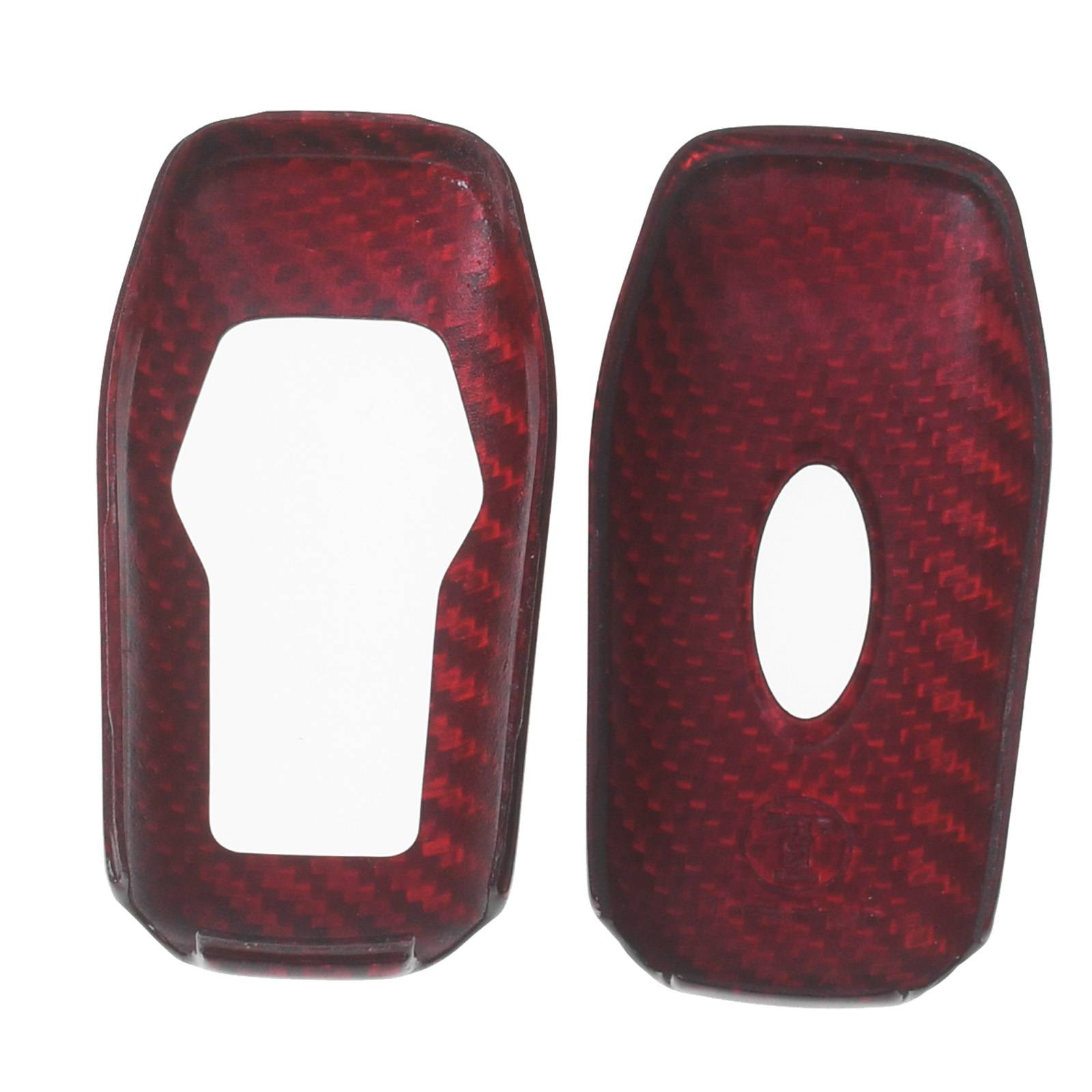 Auto Schlüssel Echt Carbon Schutz Hülle Hardcover Rot kompatibel mit Ford Fiesta VII Mondeo KA+ Grand C-Max Kuga KEYLESS SMARTKEY