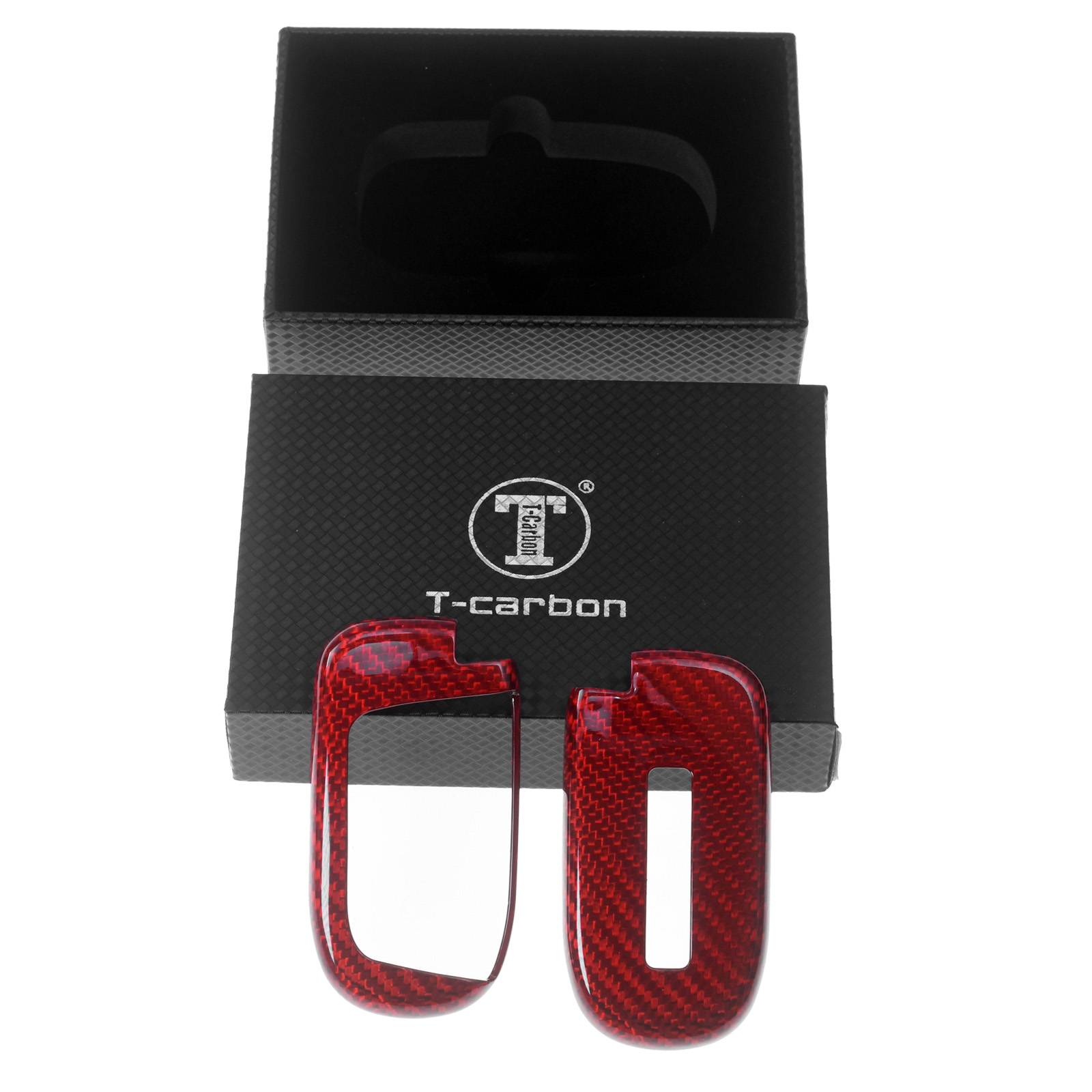 Auto Schlüssel Echt Carbon Schutz Hülle Hardcover Rot kompatibel mit JEEP Compass Renegade KEYLESS SMARTKEY