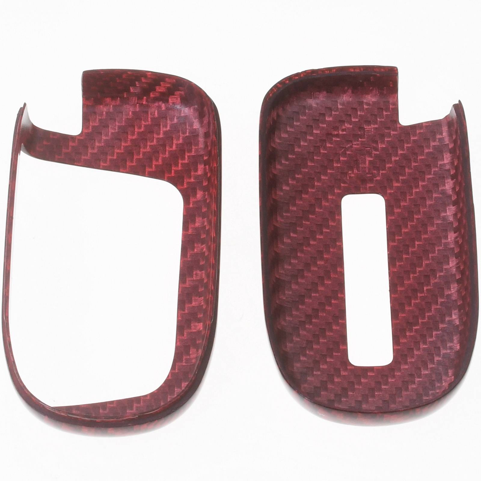 Auto Schlüssel Echt Carbon Schutz Hülle Hardcover Rot kompatibel mit JEEP Compass Renegade KEYLESS SMARTKEY