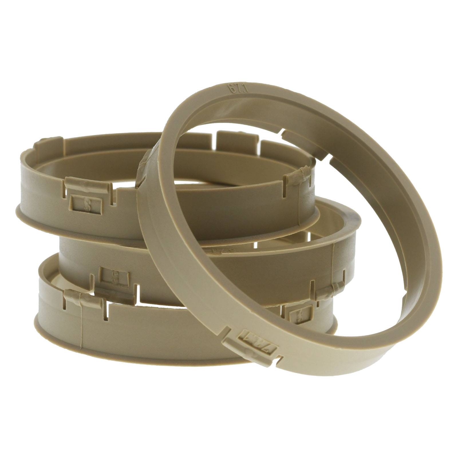 4x BRANDT Zentrierringe 73,1 x 67,1 mm Beige Radnabe Felgen Ringe + 1x Reifen Kreide Fett Stift