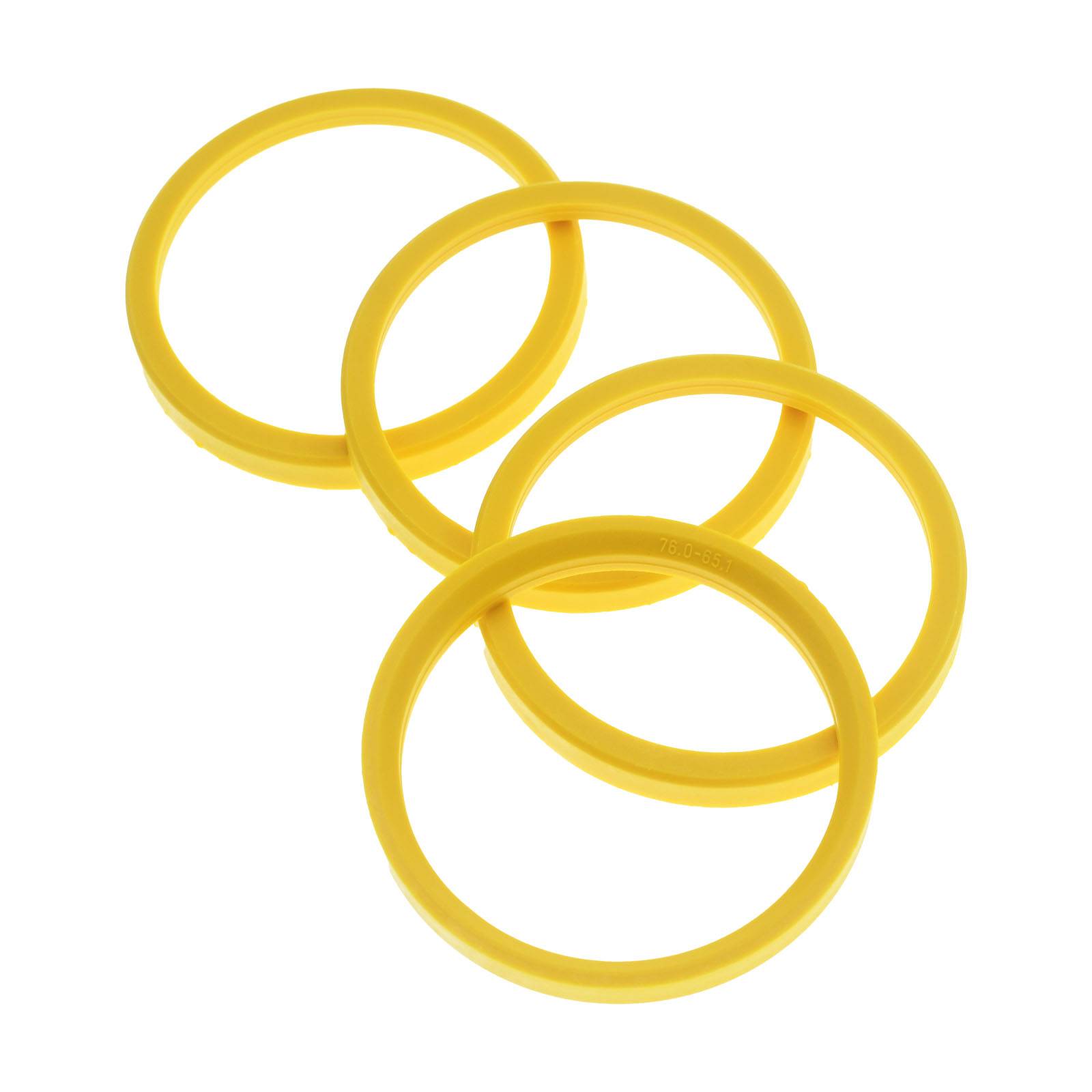 4x BRANDT Zentrierringe 76,0 x 65,1 mm Hellgelb Radnabe Felgen Ringe