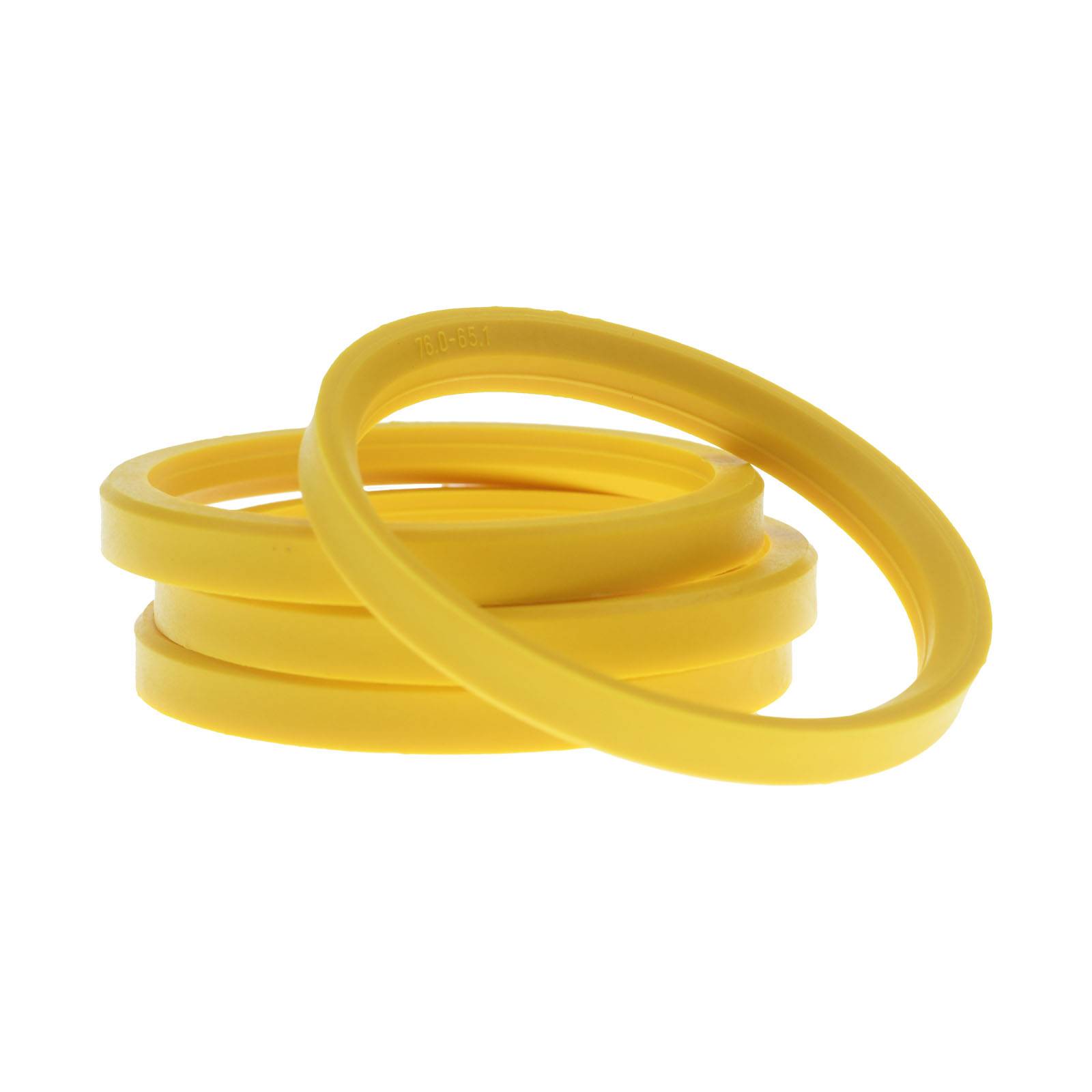 4x BRANDT Zentrierringe 76,0 x 65,1 mm Hellgelb Radnabe Felgen Ringe + 1x Reifen Kreide Fett Stift