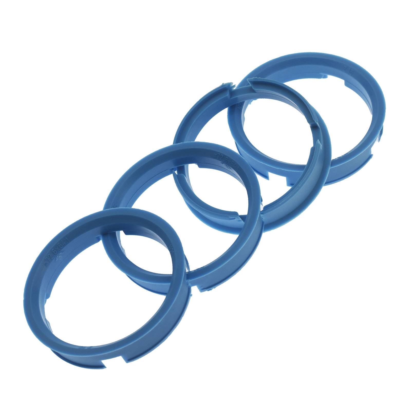 4x BRANDT Zentrierringe 72,6 x 64,2 mm Hellblau Radnabe Felgen Ringe + 1x Reifen Kreide Fett Stift