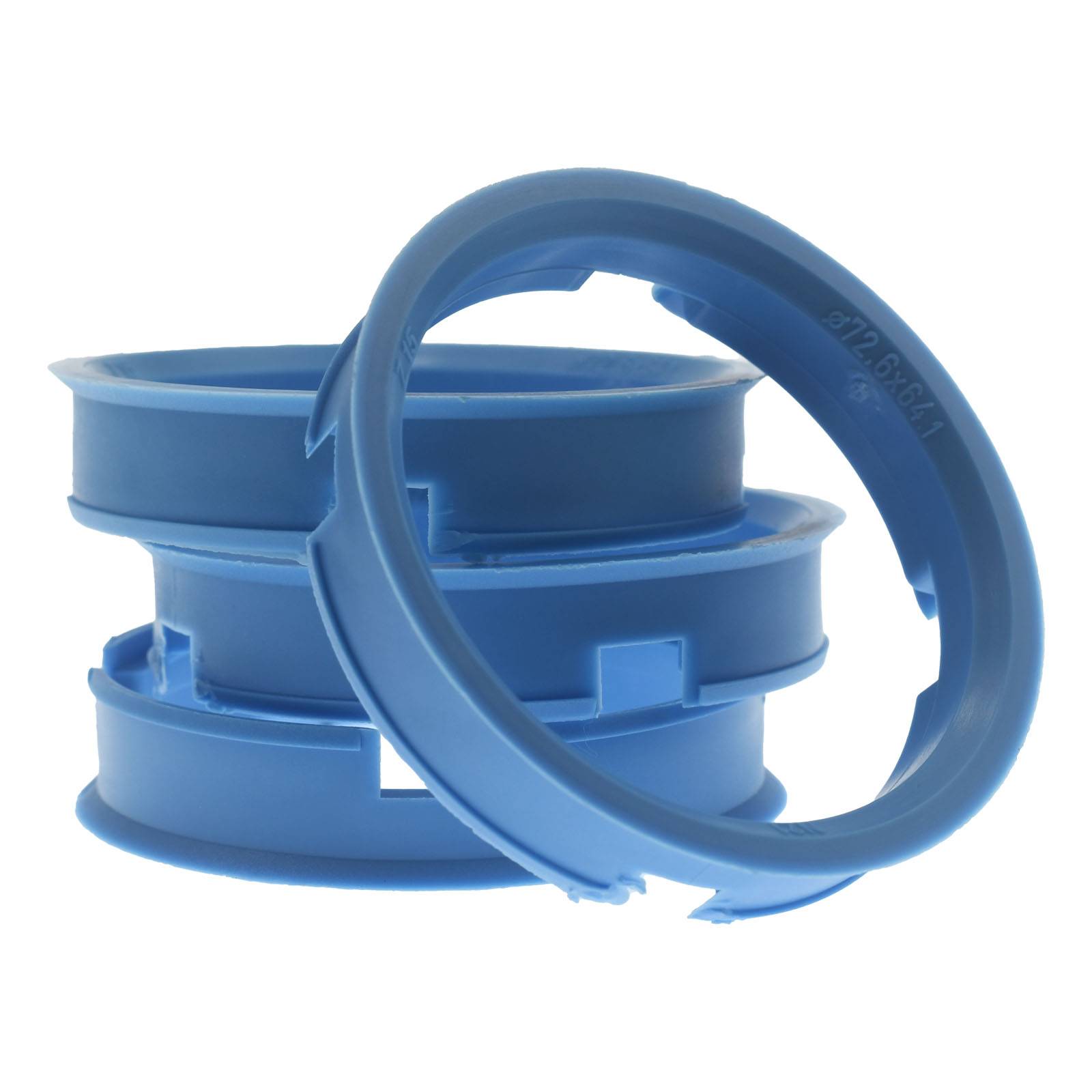 4x BRANDT Zentrierringe 72,6 x 64,2 mm Hellblau Radnabe Felgen Ringe + 1x Reifen Kreide Fett Stift