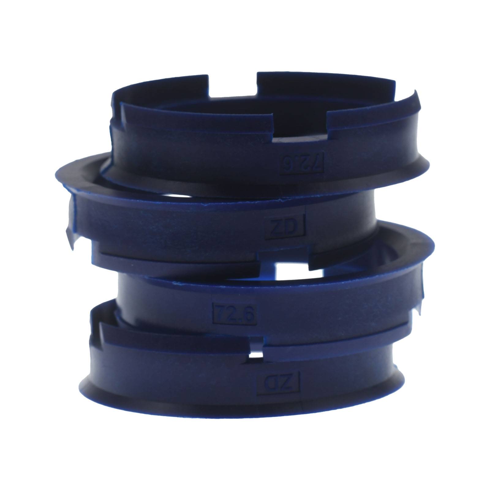 4x BRANDT Zentrierringe 72,6 x 60,1 mm Dunkelblau Radnabe Felgen Ringe + 1x Reifen Kreide Fett Stift