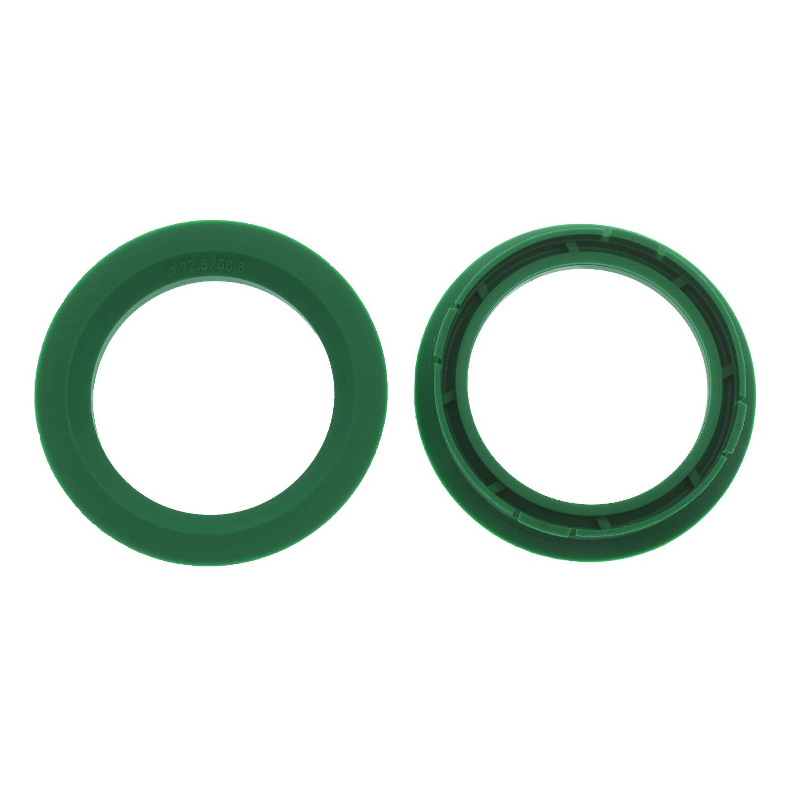 4x BRANDT Zentrierringe 72,5 x 56,6 mm Grün Radnabe Felgen Ringe + 1x Reifen Kreide Fett Stift