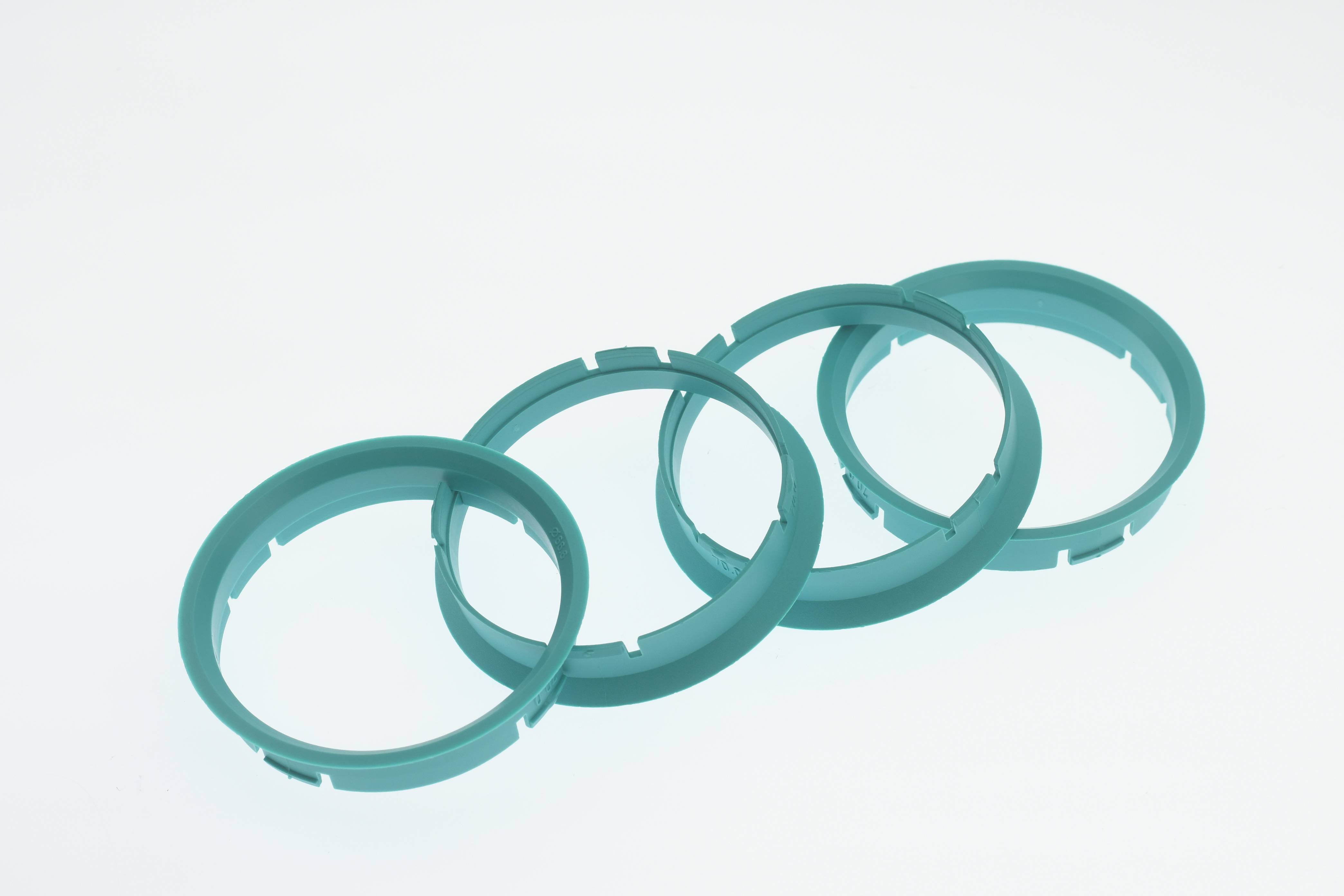 4x BRANDT Zentrierringe 70,0 x 66,6 mm Türkis Radnabe Felgen Ringe + 1x Reifen Kreide Fett Stift