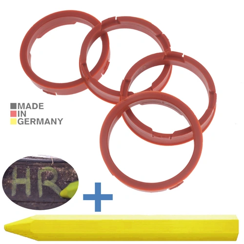 4x BRANDT Zentrierringe 73,1 x 63,4 mm Rot Radnabe Felgen Ringe + 1x Reifen Kreide Fett Stift 4x BRANDT Zentrierringe 73,1 x 63,4 mm Rot Radnabe Felgen Ringe + 1x Reifen Kreide Fett Stift